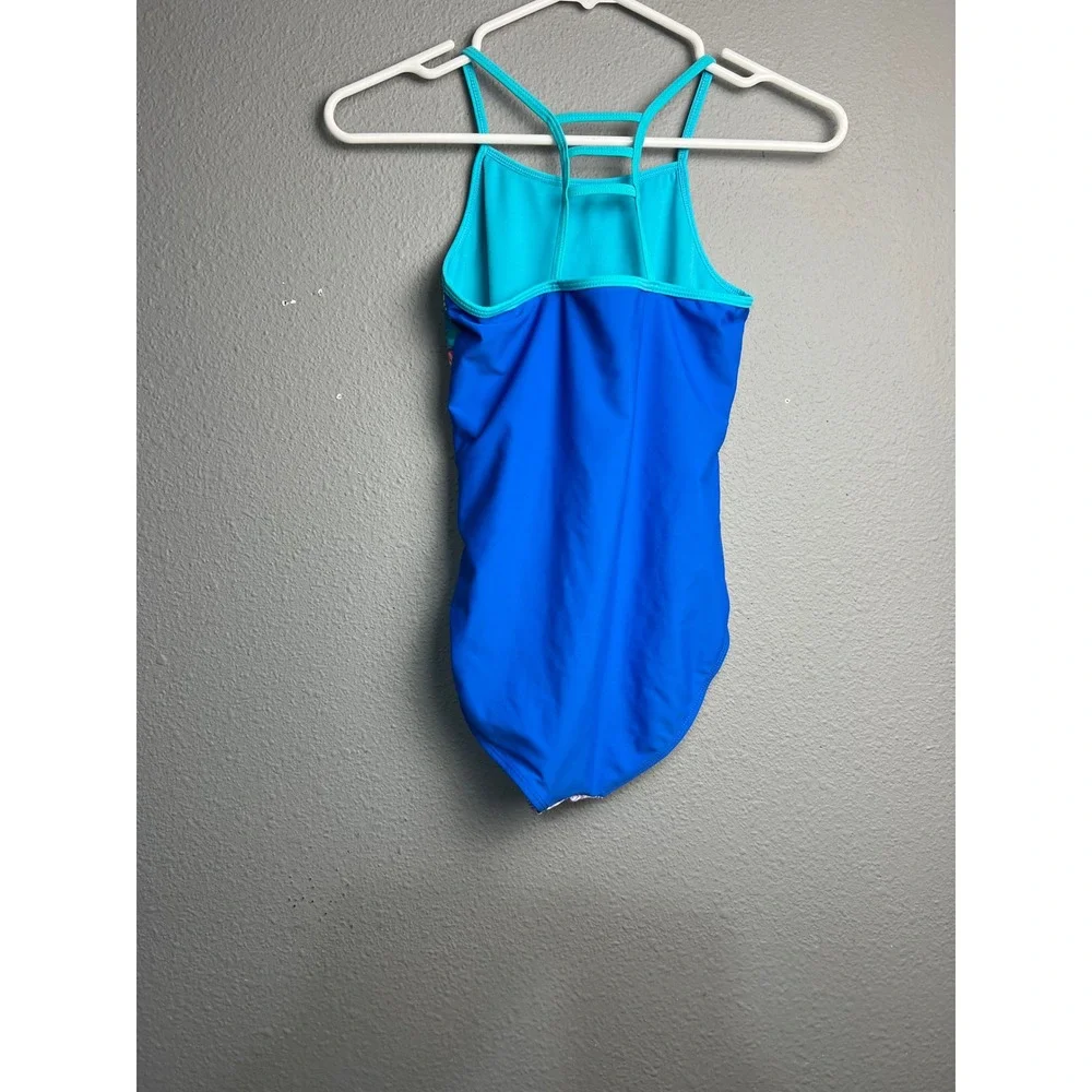 Wonder Nation Girls L 10-12 One Piece Swimsuit Tropical Pineapple Cobalt Crush